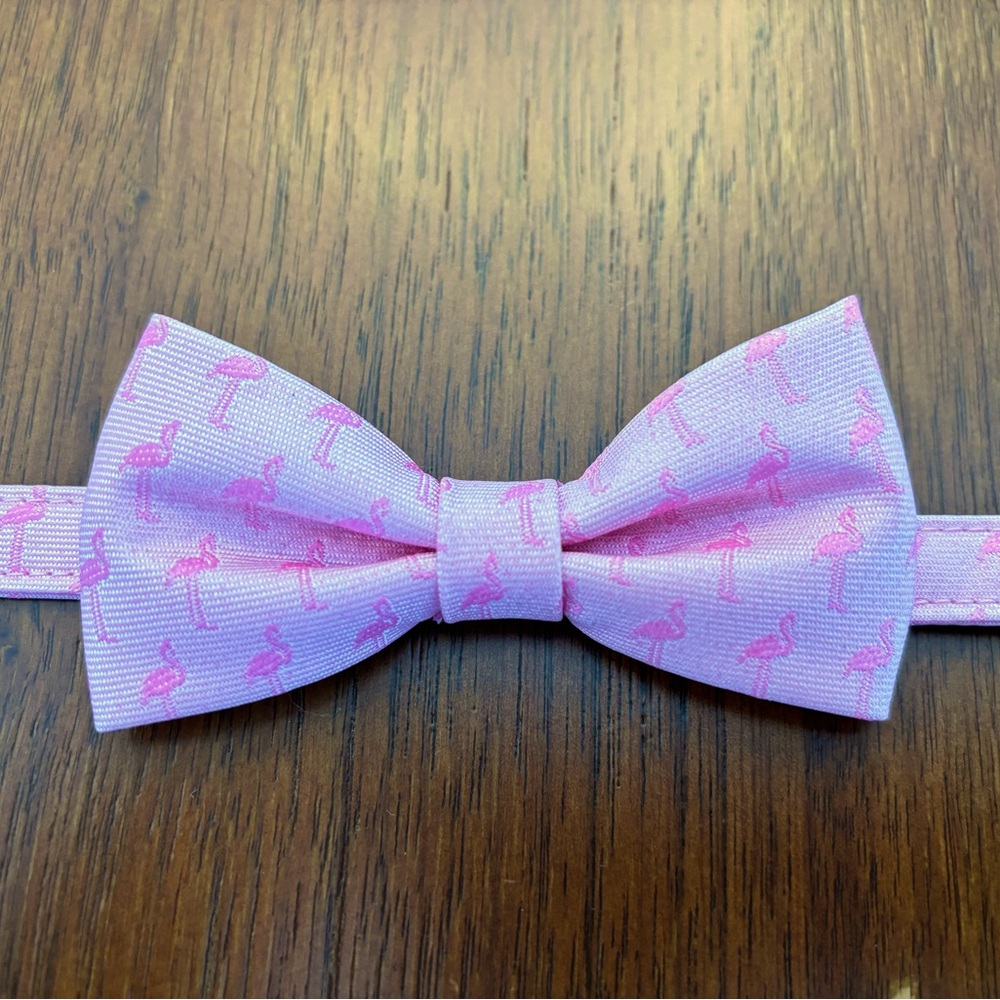 Janie and Jack pink flamingoes baby bow tie size 0-24M
